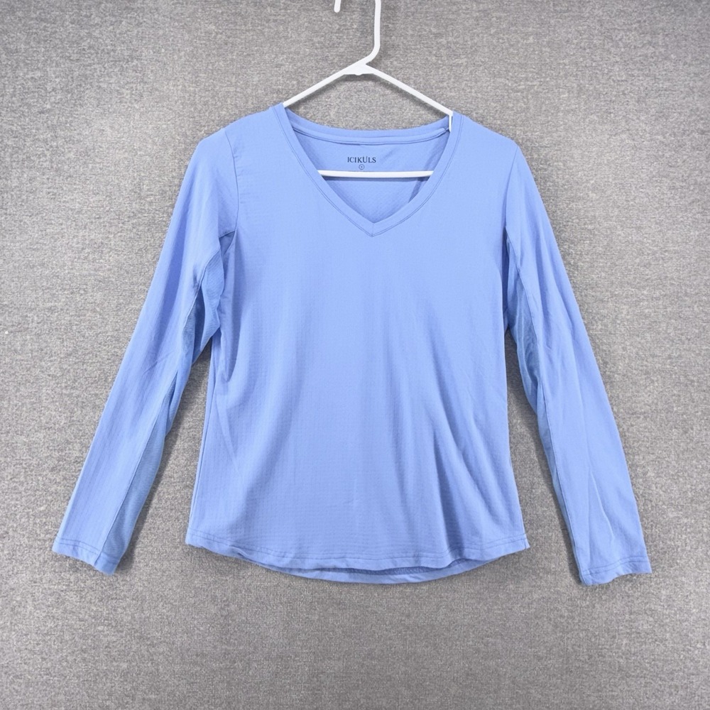Icikuls Golf Pullover Shirt Women Size Small Baby Blue Long Sleeve Tennis